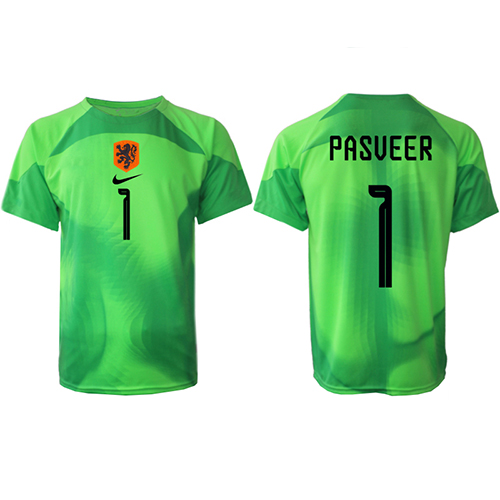 Nederländerna Remko Pasveer #1 Målvakt Replika Hemma matchkläder VM 2022 Korta ärmar